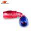 Aluminum oil cooler fitting 90 degree resuable hose end fuel line hose end fitting adaptor cutter shape blue and red 40-090-12