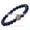 Women Fashion Lionhead Lion Bracelets Lapis Beaded Natural Stone Jewelry