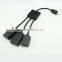 Wholesale m/f micro usb to 3 hub adapter with high speed data transmission