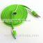 new style micro dual color flat cable micro usb cable 1 meter length new arriver