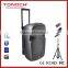 12" bettery speaker with MP3/USB/SD/BLUETOOTH/REMOTE CONTROL/TROLLEY/WHEELS