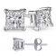 18K Yellow Gold Round CZ Screw Back Women Stud Earring