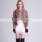 Popular Fashion Ladies Knitted Wool Cape with Mongolian Fur Collar Wool Cape