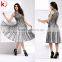 Sleeveless V-neck knee-lenght mesh print latest fashion dresses cocktail dress D219