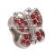 stainless steel Butterfly red crystal Charm for wholesale