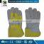 Blue and white or off-white cow split working safety leather gloves