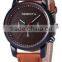 engraved logo quartz stainless steel back leather strap men's vogue business watch