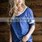 Blank Baseball T-shirt Vintage 50/50 Cotton & polyester Royal Blue Black Plain Raglan Baseball T Shirt Women