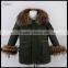 Women Fashion Long Green Faux Fur Parka