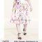 Peach blossom Summer Dress Retro Printed Floral Pleated Skirt High-waist Woman Long Dress