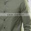 Long Sleeve Chest Pocket Grandad Collar Mens Pre-Shrunk 97% Cotton 3% Elastane Breathable Skinny Fit Casual Green Point Shirts