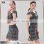 Short Sleeve Flower Cut-out Metallic Effect Ladies Slim Body Crochet Dress SR- D782