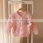S32900W children clothing for cute kids girls pink lace cotton long sleeve ruffle knitting cardigan