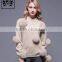 High quality fox fur pom pom decorated woollen sweater for ladies