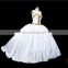 HMY-E0308 Stunning Golden Beaded Alibaba Wedding Dress White Satin Puffy Bridal Wedding Gown with Heavily Golden Beads