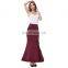 Belle Poque Womens High Stretchy Nylon-Cotton Vintage Retro Ruffled Fishtail Mermaid Victorian Style Wine Long Skirt BP000203-3