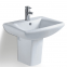 Ceramic semi bathroom square single hole white color hung basin sink with single hole