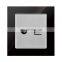 Type 86 UK/EU Standard TV Wall Socket Gold/Red/Blcak Tempered Glass Panel 86*86mm Socketes and Switches Electrical 16A