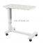 Hot sale Overbed Table ABS Plastic Food Tray Laptop Table with Wheels for hospital use