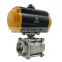DN50 stainless steel 304 316 3pcs female thread double acting motorized actuated pneumatic control ball valve