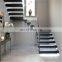 Modern Luxury Floating Stairs Wooden Design Staircase Glass Step Wooden Treads For Villa