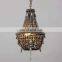 American country retro BOHEMIA Wood Art double layer solid Wood Bead Design Nordic Ceiling Lighting Chandelier For Living Room