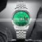 Sinobi Stainless Steel Band  S9862G Calendar Watch Water Proof Watch Quartz Men High Quality Green Dial Man Watch Luxury