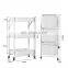 Space saver 3 tier foldable storage shelf utility hotel office organizer rack kitchen trolley cart with lockable wheels