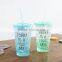 BPA Free double wall Plastic Mugs With Straw