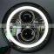 7" Halo Projector Headlight with H4 Adapters, 7" Jeep Wrangler LED Auto Headlight 7inch Harley LED Headlight with Angel Eyes