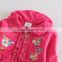 (F2879) fuchsia 18M-6Y nova baby kids embroidered hoodies warm girls coats children clothing whiolesale