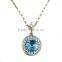 smaller crystals adorning necklace with the silver pendant