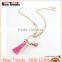 New design pink crystal pendant pink tassle chain necklace