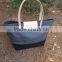 custom large canvs tote bag with leather handle