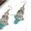 Wholesale Hight Quality Vintage Bohemia Style Love Heart Turquoise Stone Earrings for Women