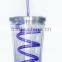Eco-friendly 16OZ Double Wall Acrylic Tumbler With Swirly Straw