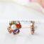 Lucky 18K Gold Plated Flower Shape Diamond Pearl Stud Earring