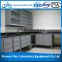 QC laboratory wall bench with reagent shelf