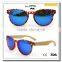 Women Bamboo Sun Glasses Blue Color Lenses Bamboo Arms Plastic Frame Sunglasses