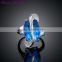 New Big Sapphire Blue Zircon Crystal Ring Party Engagement Wedding Rings for Women Platinum Plated Lord of the Rings