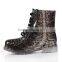 Lace-Up Women's PVC Rain Boots Water Resistant Rain Shoes Snake Skin Printed Waterproof Ladies galoshes