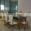 Good Quality Large Size Rose Gold Glass Top Metal Frame Dining Table