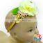 White rose flower with gold leaf U shape baby hair band with flowers