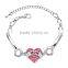 Mother's day love bracelet high end blue heart charm lobster clasp bracelet for 2016 promotion products