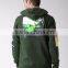 Men Green Printed Back Hooded Sweatshirt Long Sleeves Straight Hem Kangaroo Pocket Hoodies 60% Cotton 40% Polyester Custom Patte