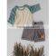 Boutique Wholesale Children's T-shirt Without Floral Simple Clothes Two Color Suture Shirts