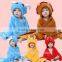 Embroidery designs animal cartoon wholesale bathrobe/premium flannel baby towel for bathroom