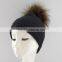 Myfur Newest Fashion Winter Crochet Hats Unisex Wholesale Genuine Raccoon Fur Pompom Beanie Wool Hats