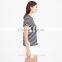 Fashion rolled sleeve stripe print women t shirt wholesale factory