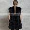 Fashion Girl Waistcoat Fox Fur Gilet with Hood Fake Fur Vest Women